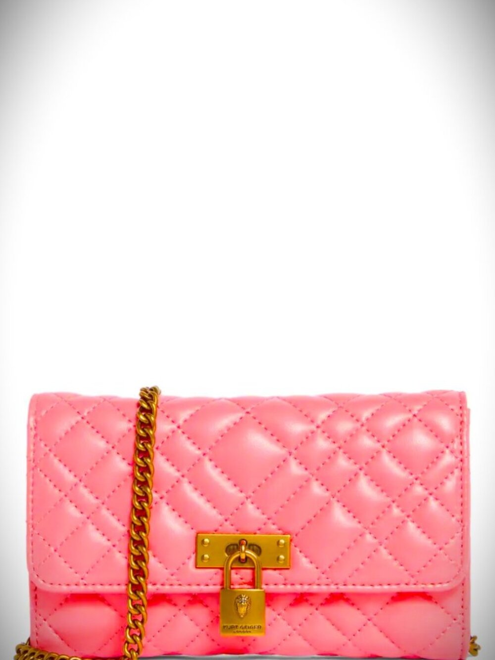 KURT GEIGER LONDON Brixton Quilted Leather Crossbody/Wallet in Open Pink Color